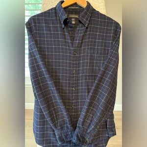 Lands' End Men's Portuguese Flannel Plaid Button-Up Shirt M Blue